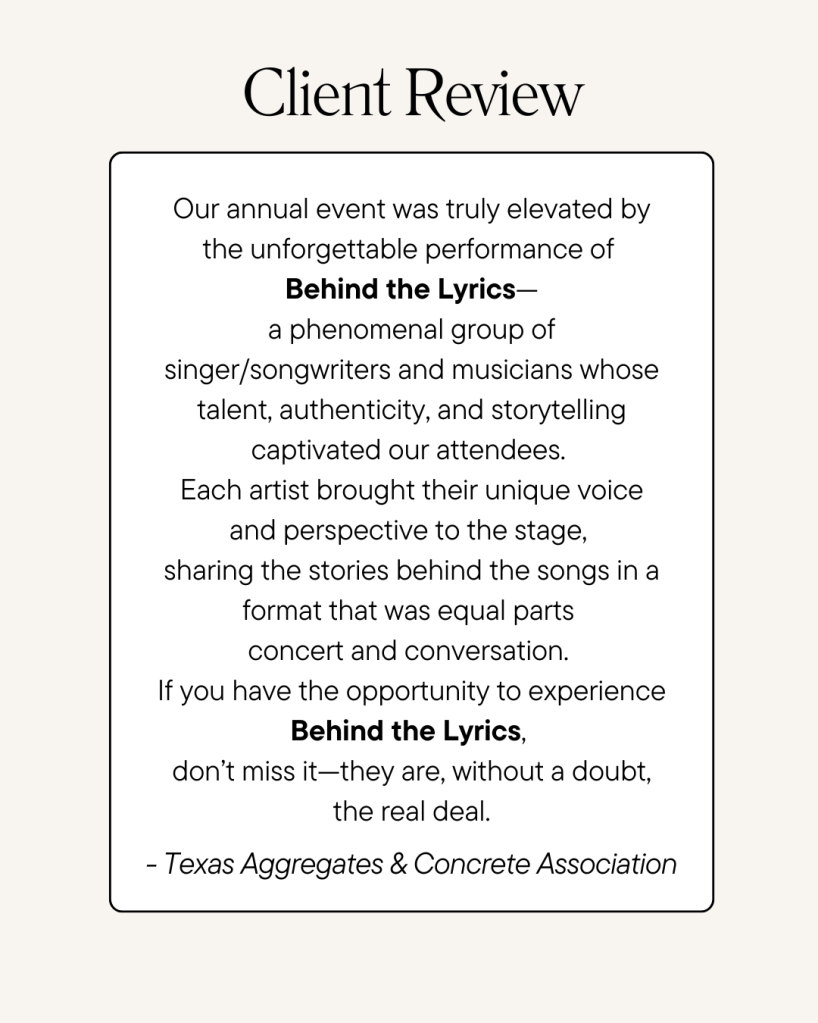 Behind the lyrics five star review TACA review